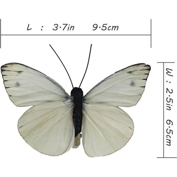 Artificial butterfly decorations set of 12 feather clip ornaments for crafts - Picture 2 of 7